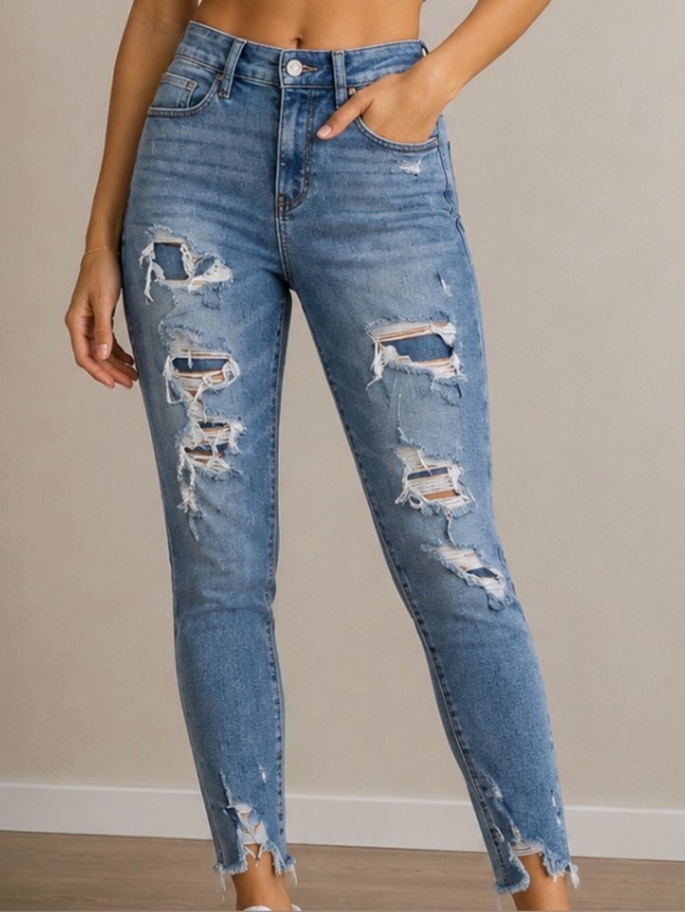 American Eagle Jeans Short Distressed Super Hi Rise Jegging Vintage No Skin Show